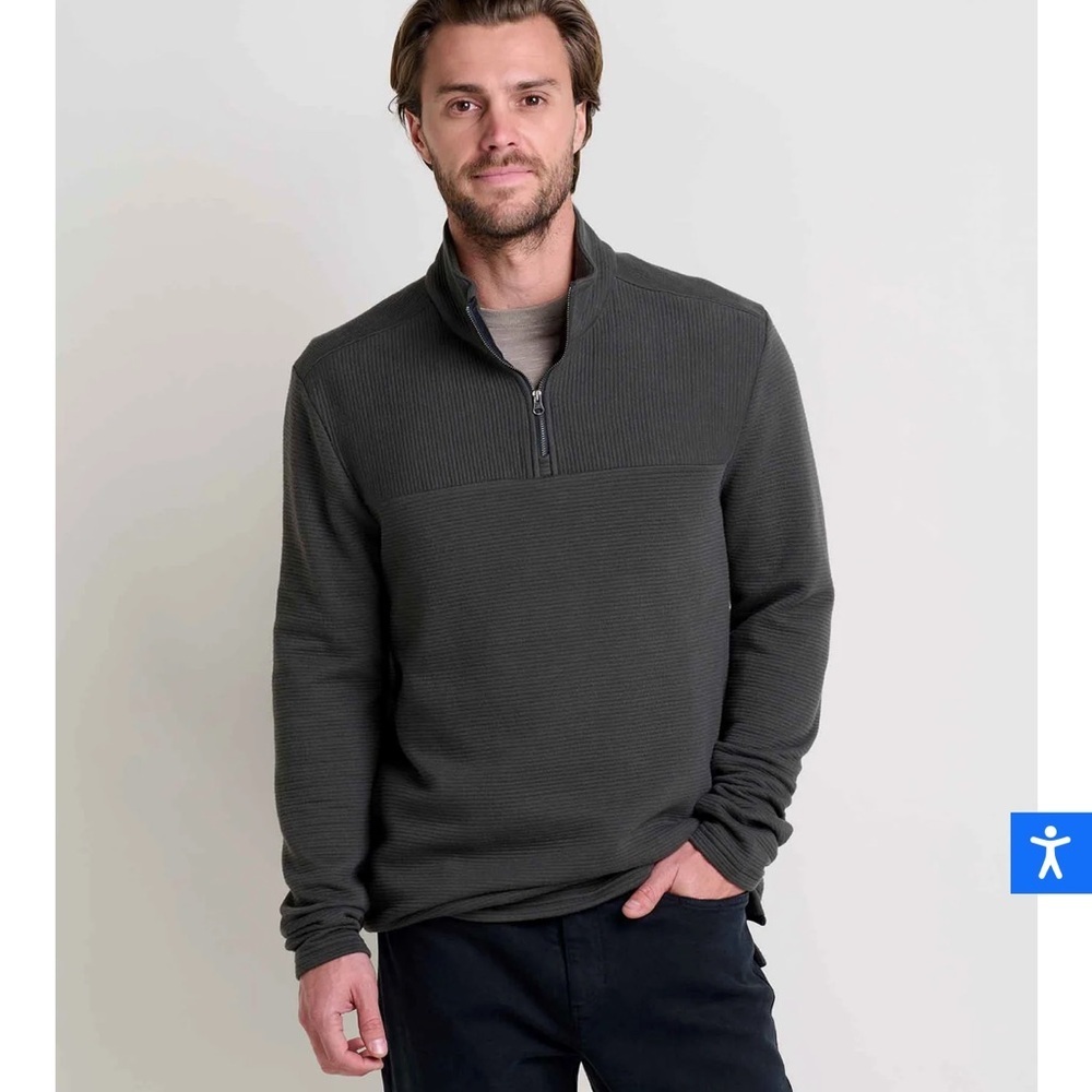 Horny Toad Sz medium M Men's Black Sweater quarter zip pullover moonwake